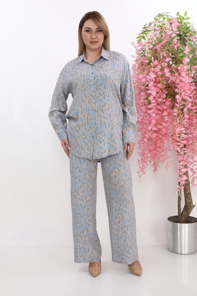 STELLETO Leopard Print Flowy Wide Leg Comfortable Woven Viscose Hijab Regular Suit