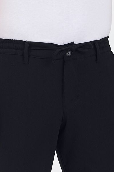 TheSeason Men's Black Lycra Elastic Comfort Fit Chino Trousers