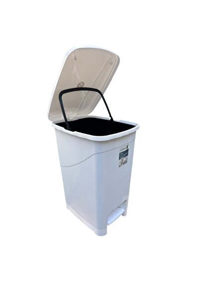 Zariff Evim White 40 Liter Pedal Trash Can with Inner Bucket, Practical and Stylish Solution