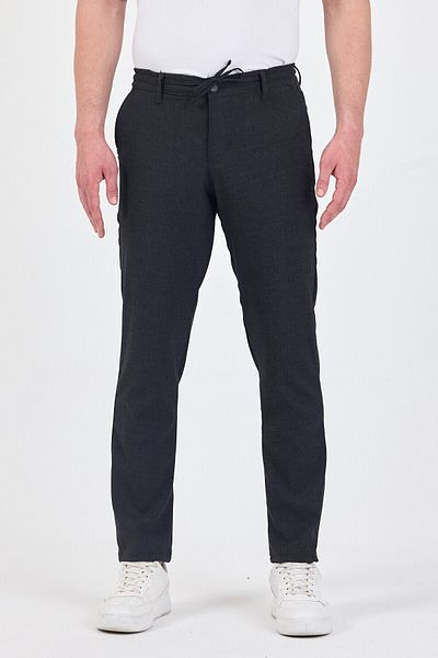 TheSeason Men's Anthracite Lycra Elastic Comfort Fit Chino Trousers