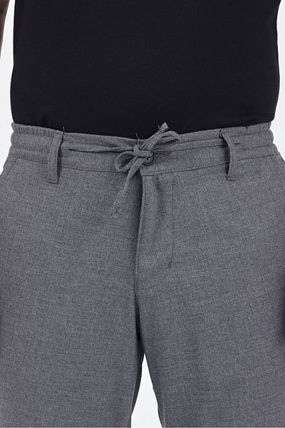 TheSeason Men's Gray Lycra Elastic Comfort Fit Chino Trousers