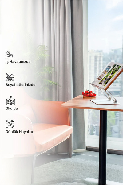 NPO Std002 زاوية القراءة القابلة للتعديل، حامل الكتب/الكمبيوتر اللوحي/الكمبيوتر المحمول من الألومنيوم والخشب الحديث