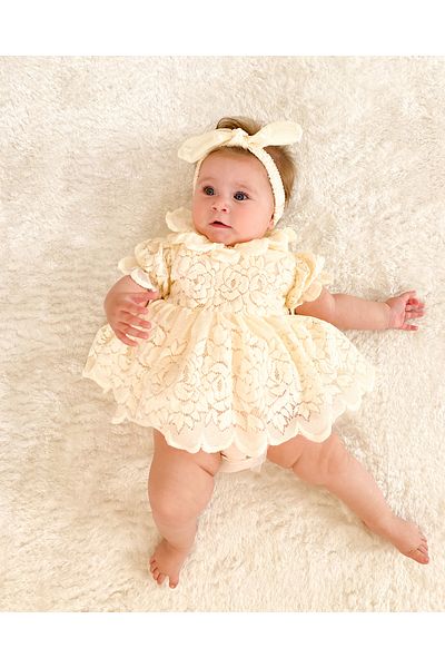 aysskids Ada Baby Girl Eid Wedding Dress Birthday Henna Princess Dress Romper