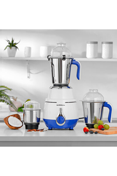 Olsenmark 1200w Mixer Grinder With 3 Jars | Stainless Steel Blades, 3 Speeds, Durable & Powerful