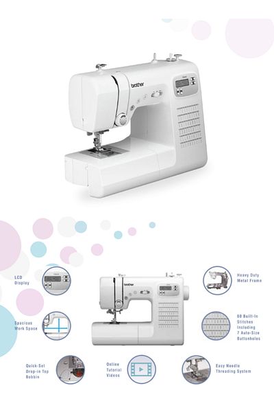 Brother Computerized Electric Sewing Machine With Heavy-duty Metal Frame, Lcd Display, Made In Vietnam