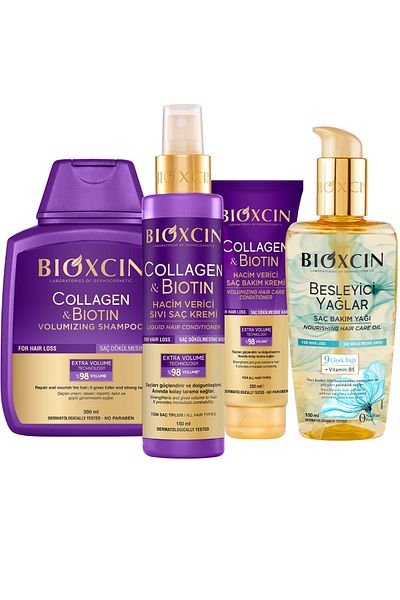 Bioxcin Sada 4 produktů pro vaše vlasy (šampon, vlasový olej, kondicionér a tekutý kondicionér)