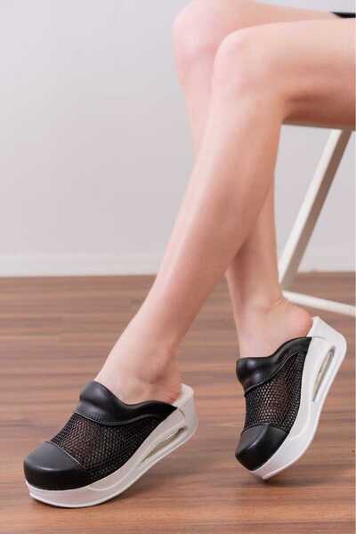 BLUMSABOTERLİK Спеціальний дизайн Чорні сітчасті Air Max підошви Жіночі сабо ...