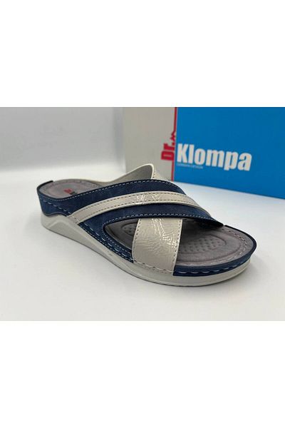 DR KLOMPA Дамски удобни синьо-сиви чехли с ортопедична подметка