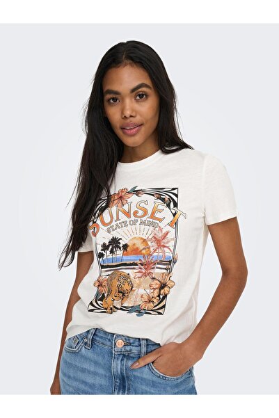 ONLY Women's Printed Crew Neck T-Shirt15296244 Onlfelia Reg