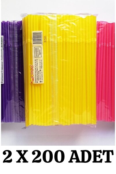 Kalbi Ticaret İnce Pipet 400'lü Pipet Körüklü Renkli Pipet