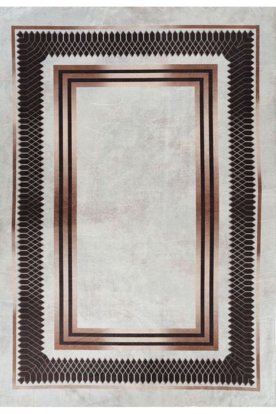 RENKLİBUTİK Modern Patterned Velvet Textured Carpet Cover - Elastic and Non-Slip, Washable - 4 M2