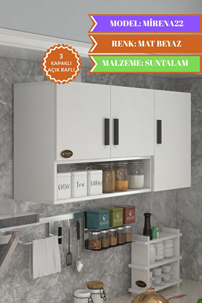 Kenzlife Hazır Mutfak Mirena22 Byz 060*120*22 Mutfak Banyo Dolabı Kapaklı Raflı