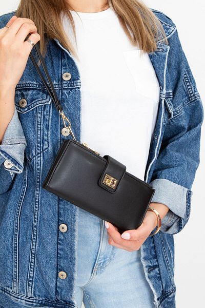 Leyl Large Coin Wallet with Phone Compartment, Women's Artificial Leather Portfolio Wallet with Wrist Strap