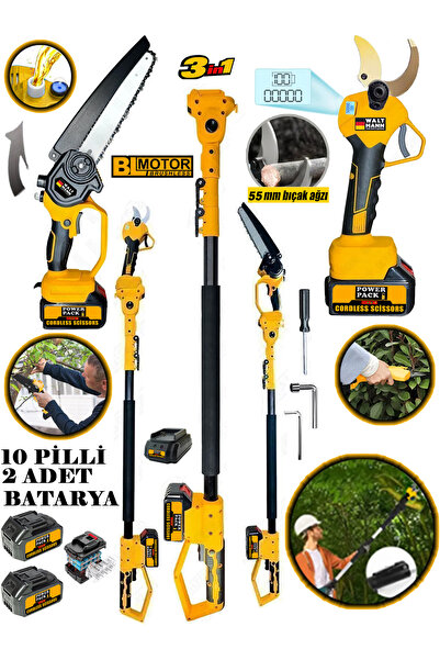 WaltMann German Wx36 Teleskopik 55 Mm Dijital Budama Makası Otomatik Yağ Pomp...