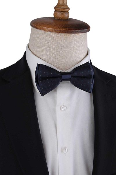 La Pescara Navy Blue Dot Pattern Bow Tie P1970