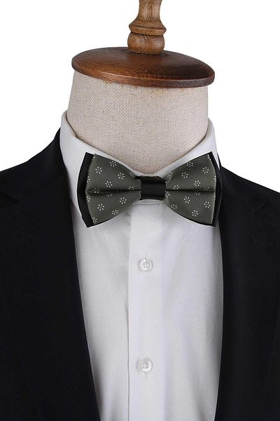 La Pescara Green Flower Pattern Bow Tie P1978