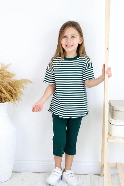 MiaBaby Girl's Striped Capri Set