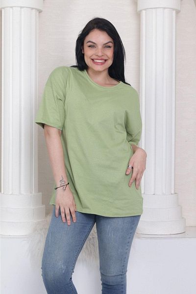 Tight Lady Super Ποιότητας Unisex Cotton Green Crew Neck Oversize Boyfriend Γυναικεία Ανδρική μπλούζα