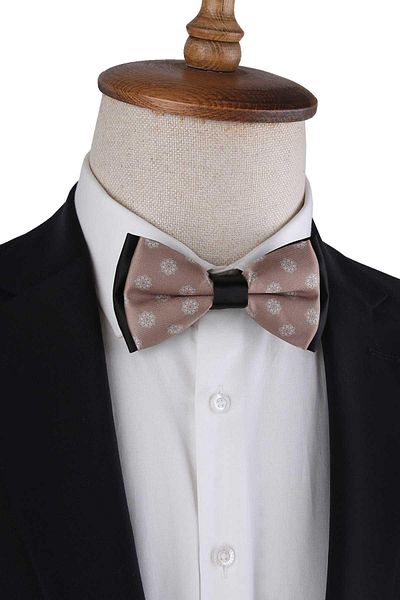 La Pescara Beige Motif Pattern Bow Tie P1982