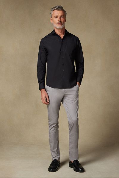 Abbate Bb Club Lima Poplin Cotton Regular Fit Black Classic Collar Men's Shirt