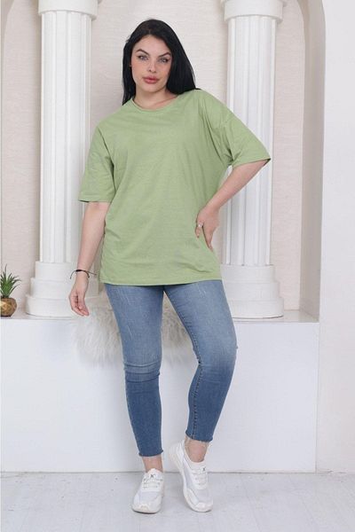 Tight Lady Super Ποιότητας Unisex Cotton Green Crew Neck Oversize Boyfriend Γυναικεία Ανδρική μπλούζα