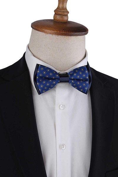 La Pescara Blue Small Pattern Bow Tie P1981