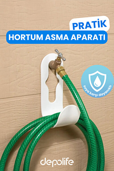 Depolife Hortum Asma Aparatı Hortum Dolama Sarma Hortum Askısı Musluk Üzeri Montajsız yada Duvar Montajlı