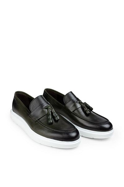 Deery Γνήσιο Δερμάτινο Πράσινο Loafer Ανδρικά Παπούτσια