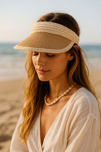 Luminos Butik Camel Straw Visor Hat Ideal for Daily Use with Sunscreen Feature Hsr2105