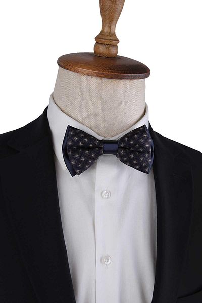 La Pescara Plum - Navy Blue Small Pattern Bow Tie P1971