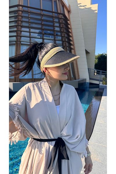 Luminos Butik Black Straw Visor Hat with Sunscreen Feature Ideal for Daily Use Hsr2105