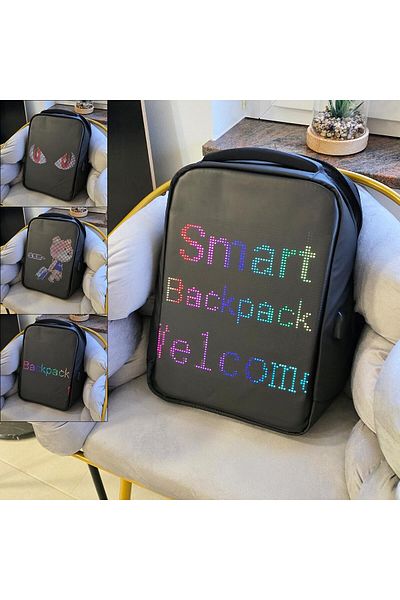 Homibon Backpack with LED Display, WiFi, Dedicated iOS/Android App, External USB Port, Black