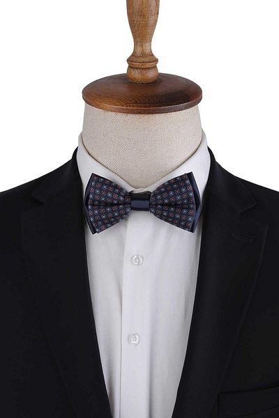La Pescara Dark Blue Polka Dot Pattern Bow Tie P1972
