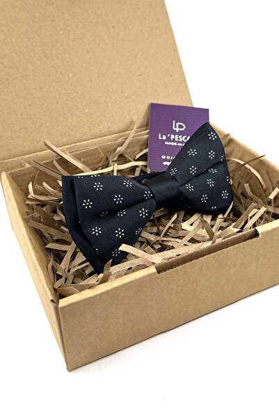 La Pescara Black Flower Pattern Bow Tie P1979