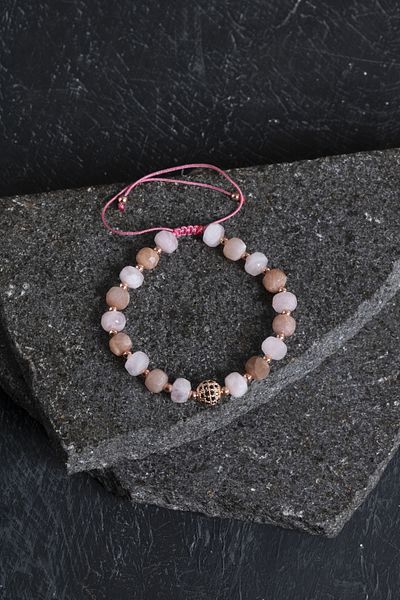 OSMANLI DOĞAL TAŞ Certified Sunstone and Pink Quartz Bracelet
