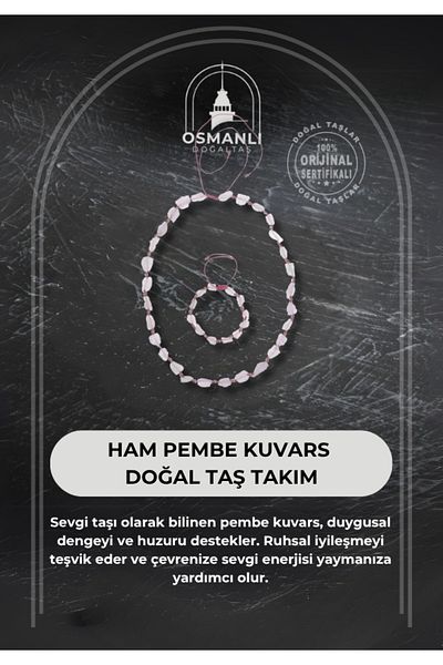 OSMANLI DOĞAL TAŞ Certified Raw Pink Quartz Natural