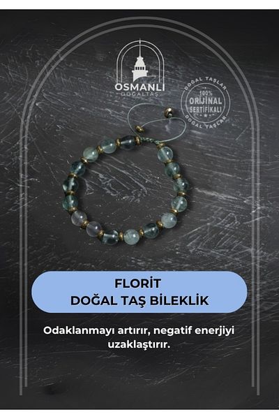 OSMANLI DOĞAL TAŞ Certified Fluorite Natural Stone Bracelet
