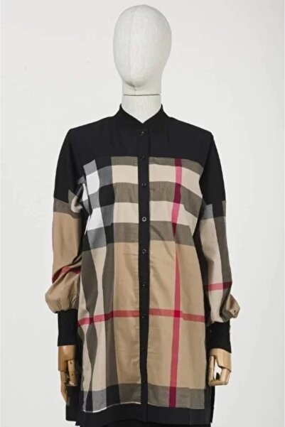 Invee INVEE PLAID PATTERNED BLACK TUNIC 6652