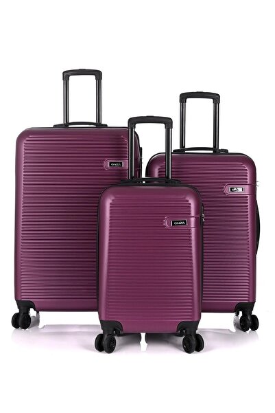 DERİEND 3000 Unisex 3'lü Valiz Seti Mürdüm