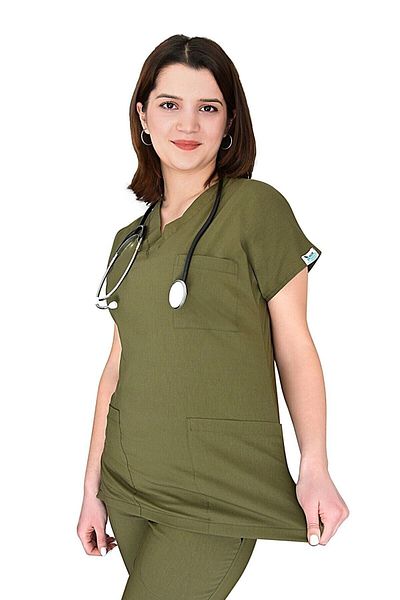Nur Medikal Giyim Unisex Culoare Kaki Lycra Doctor Asistentă Spital Chirurgie Tricou unic