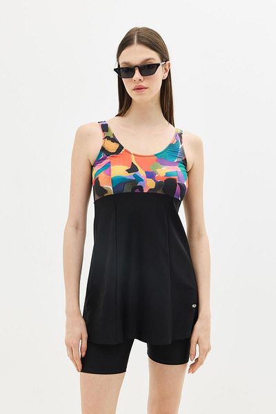 C&City Tights Dress Swimsuit C14380 Black/Multicolor