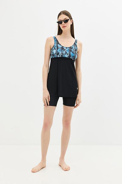 C&City Tights Dress Swimsuit C14380 Black/Blue