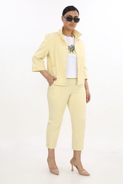 EXİTLİNE Women's Triple Summer Yellow Suit Jacket Pants Tshirt