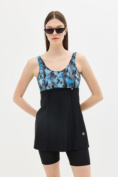 C&City Tights Dress Swimsuit C14380 Black/Blue