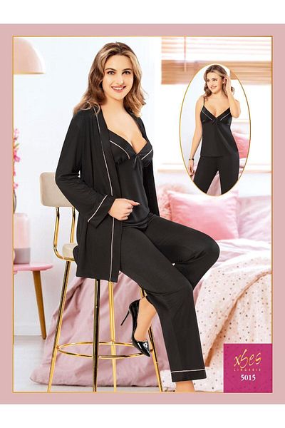 Xses Women's 3-Piece Maternity Pajama Set with Morning Dress 5015 V25021