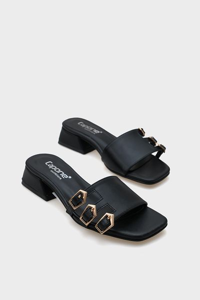 Capone Outfitters Lesley Short Heeled Blunt Toe Buckle Women's Slippers