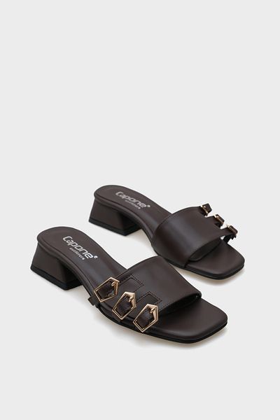Capone Outfitters Lesley Short Heeled Blunt Toe Buckle Women's Slippers