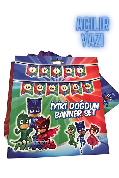 partyrüyası Pj Maskeliler Karakter Temalı Açılır Iyiki Doğdun Yazılı Banner 2...
