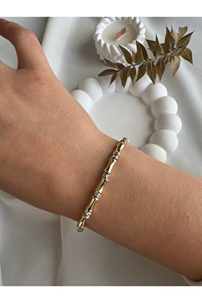 LUSORA ACCESORY Vip Lawyer Leyla Serenay Gold Bamboo Design Bracelet – Stylish and Elegant Women's Jewelry"
