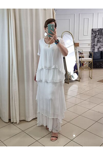 pudubutik Italian Silk White Skirt